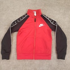 Nike Full Zip Sweatshirt Boys Size 4 Red Black Long Sleeve Jacket Mock Neck