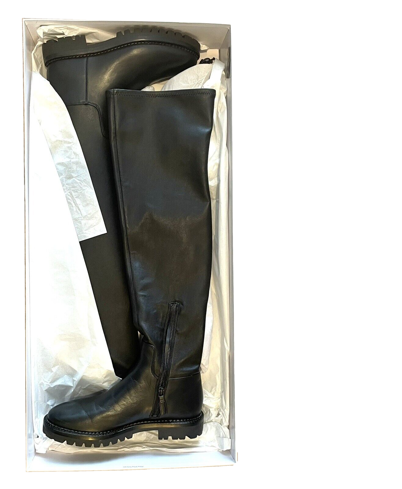 VINCE 695 Black CABRIA Lug Over the Knee Boot Rubber Sole 9.5 NIB