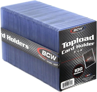 100-Pack 3x4 Topload Card Holders - Hard Plastic Sleeves for Trading Cards