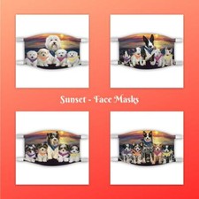 Family Sunset Dogs Cats Photo Face Masks, Personalized Custom Face Masks