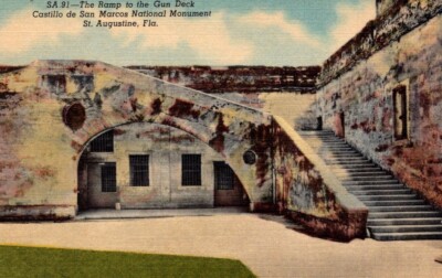 St Augustine FL-Florida Ramp Gun Deck Castillo de San Marcos Vintage Postcard