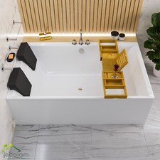 Badewanne Doppelwanne für Zwei Duo-Wanne 190x120 Schürze + Kissen Bambusablage