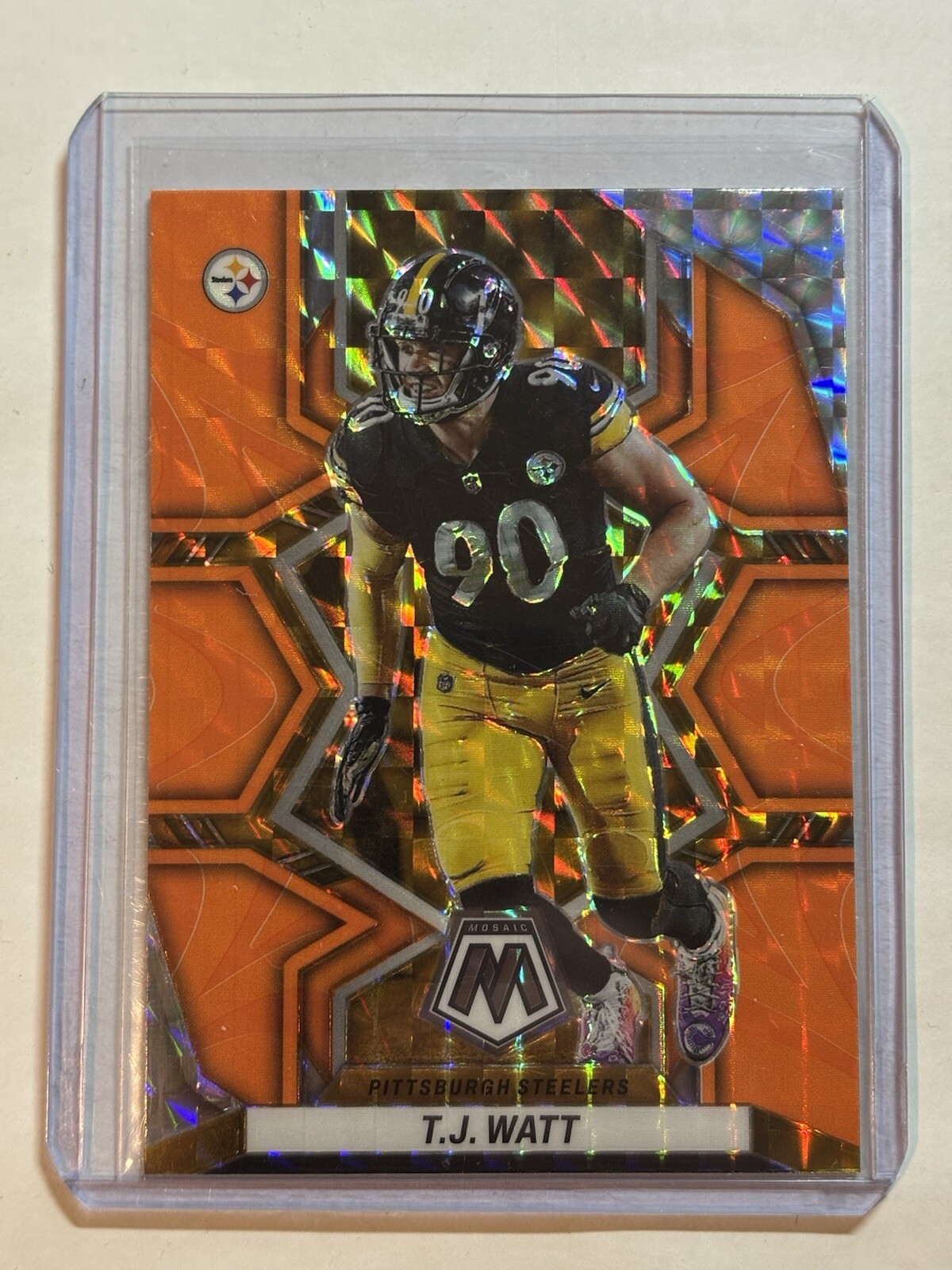 2022 Panini Mosaic - Reactive Orange Mosaic Prizm #167 T.J. Watt