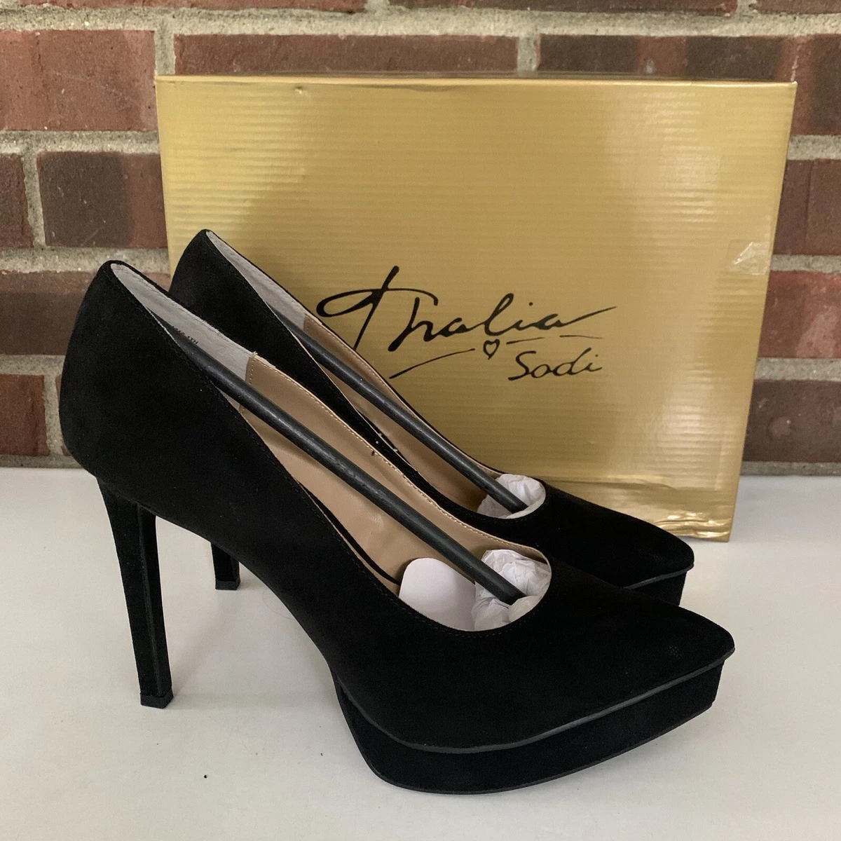 Thalia Sodi Womens Joey Black Evening Platform High Heel Pump Shoes US 8.5 M NEW