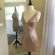NWT Mini Dress Small Shimmery Champagne Low Vee Mermaid Cocktail Party 90s Y2K