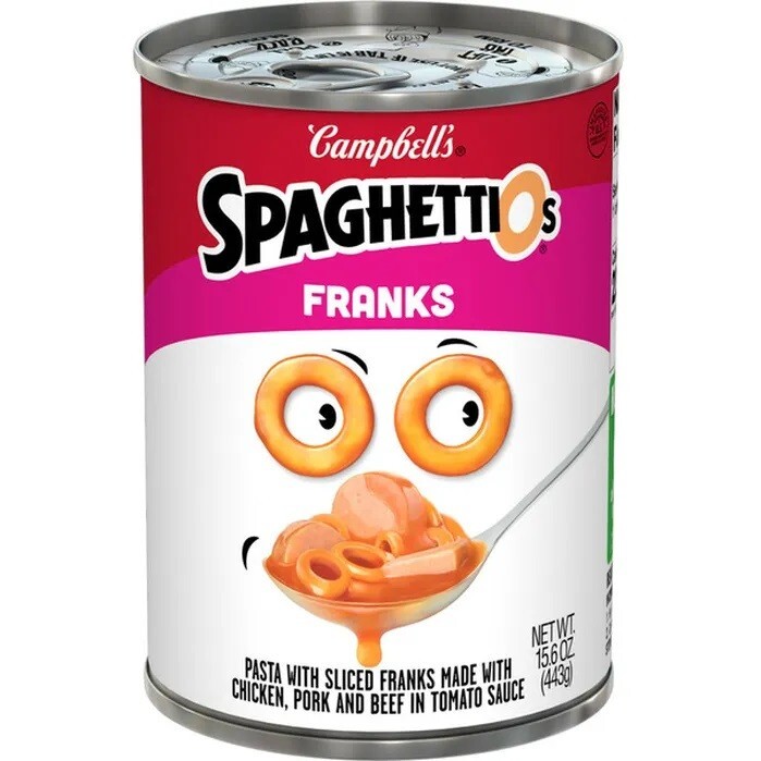 SpaghettiO’s Spaghettios with Franks Hot Dogs DISCONTINUED BB 8/18/24