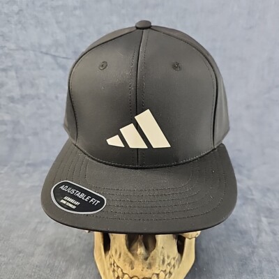 Adidas 3 Bar Black & White Hat Cap Adjustable Snapback New With