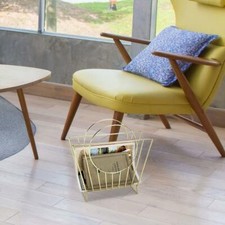 Brass Metal Mid-Century Style Metal Wire Magazine Holder Rack
