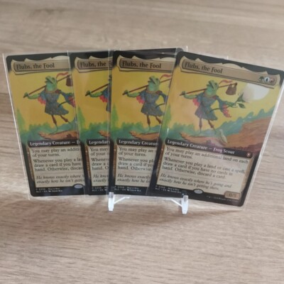 MTG Playset 4x Flubs, the Fool Extended Art  Bloomburrow Buy a Box Promo English