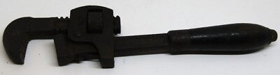 Vintage Unbranded Wooden Handle 10'' Pipe Wrench.