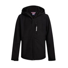 Reebok Jacket Winter Coat Boys Sz Large Black Hooded Fleece Lined Soft shell NWT
