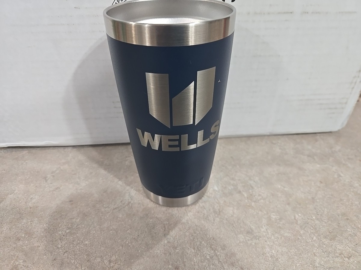 YETI Rambler 20oz Navy Stainless Steel Tumbler without Lid Logo