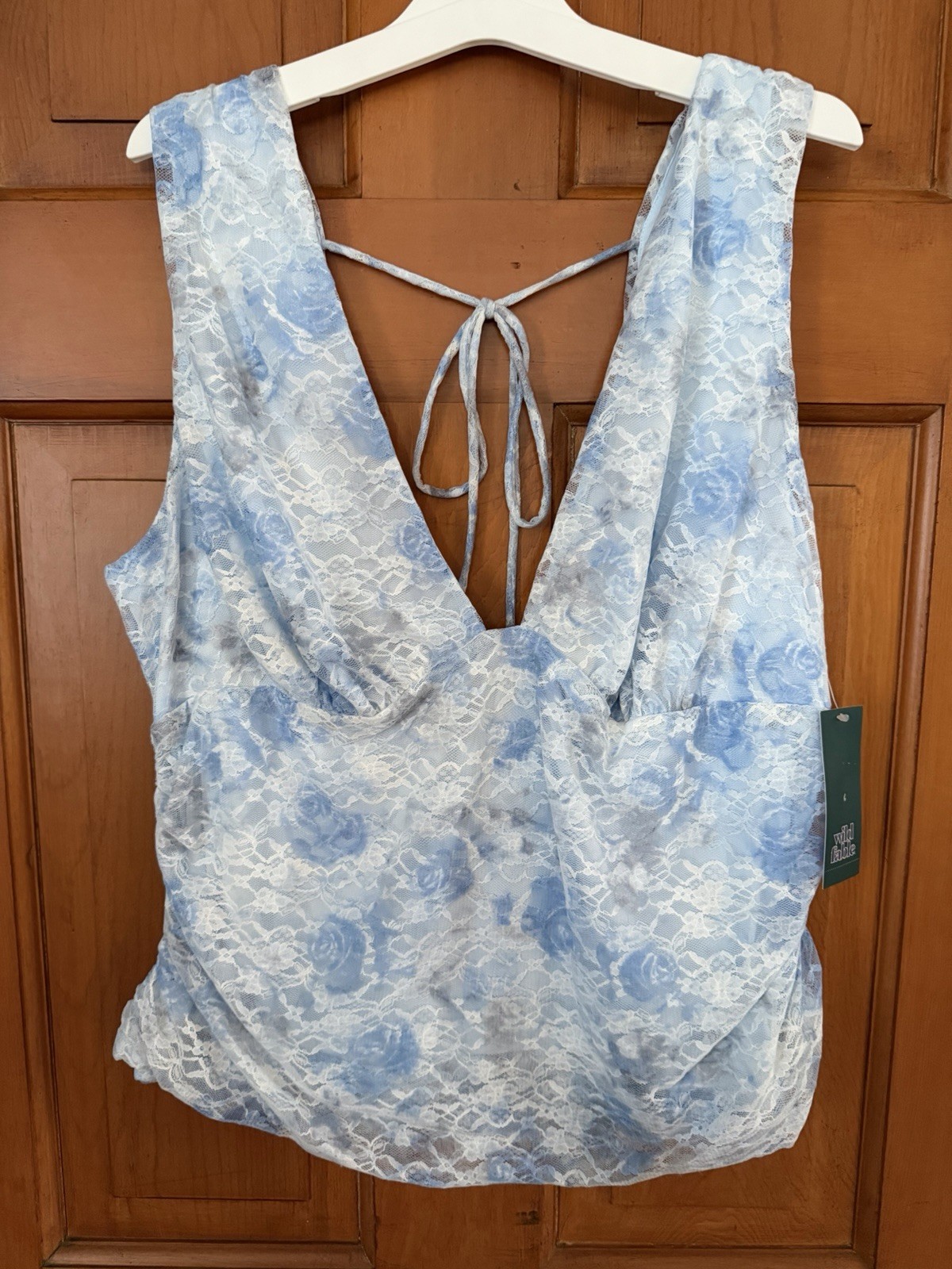 Women’s Wild Fable Light Blue Lace Ruched Tank Top Size XXL NWT