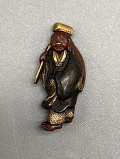 Japanische antike Menuki mit Jittoku-Motiv (Schwert). Schwert Ornament Edo-Zeit.