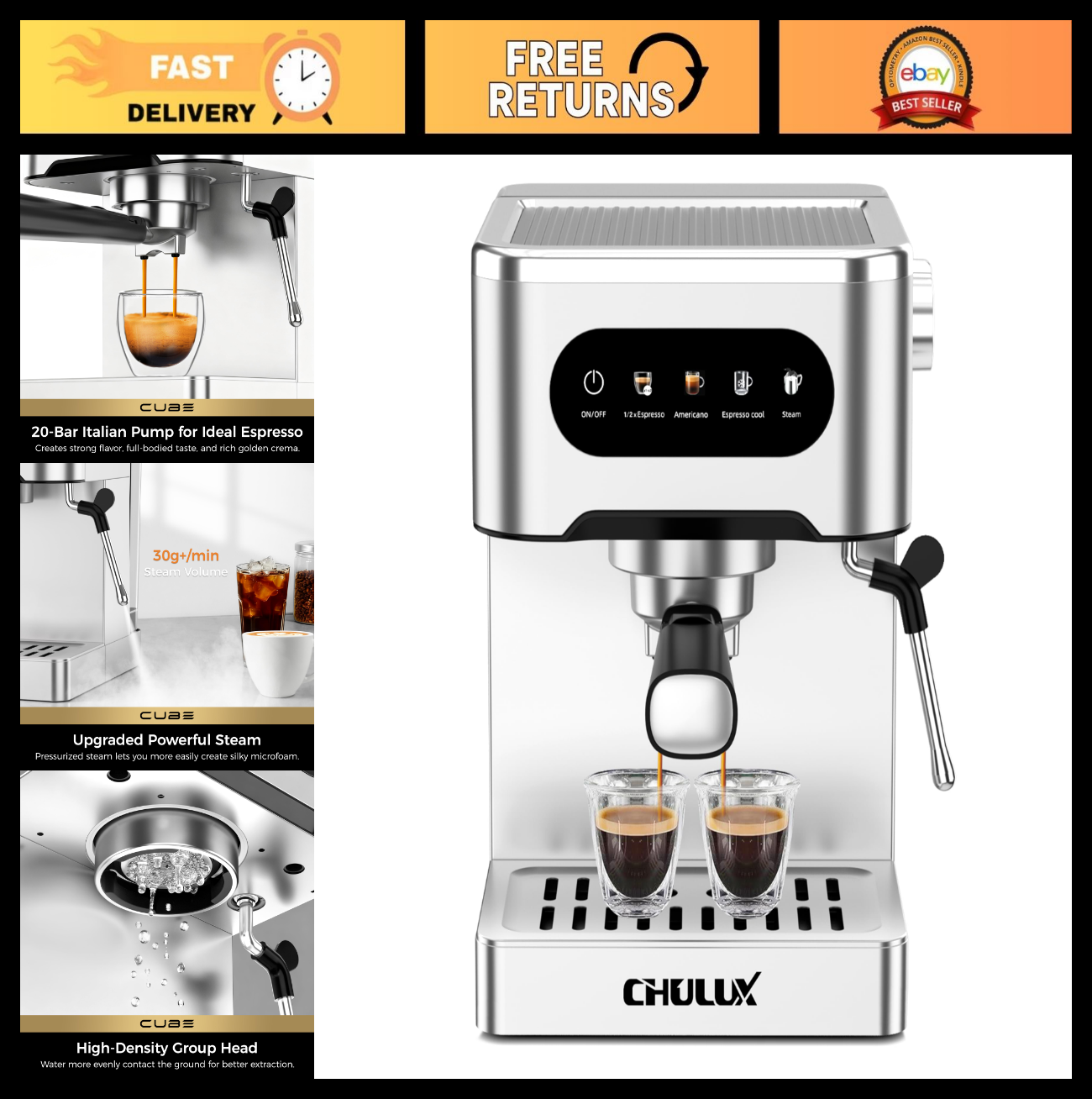 20 Bar Espresso Machine Milk Frother