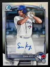 SEAN KEYS 2025 1st Bowman Chrome Prospect Refractor AUTO RC /499 Blue Jays