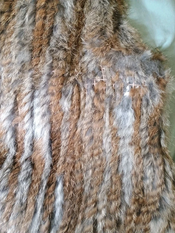 Chaleco 525 America Mujer 100% Piel de Conejo Pequeño Mobwife Goth Hunter Boho Foto 4 de 4