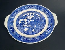 Vintage Serving Platter Willow Ware Blue & White Transfer 10.5" Tray Royal China