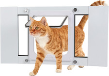 Cat Door for Window, Adjustable Width Fits 23"-28", Quick-Fit Cat Door Window In