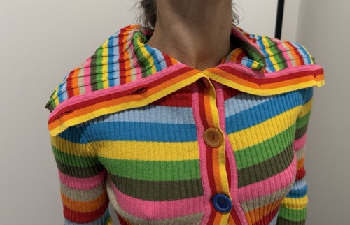 Miss Sixty Vintage 90`s Knit Cropped Sweater Button-Up Multicolor Rainbow - Bild 6 von 10