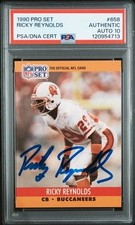 1990 Pro Set #658 Ricky Reynolds Autograph Card PSA 10 Tampa Bay Buccaneers RARE