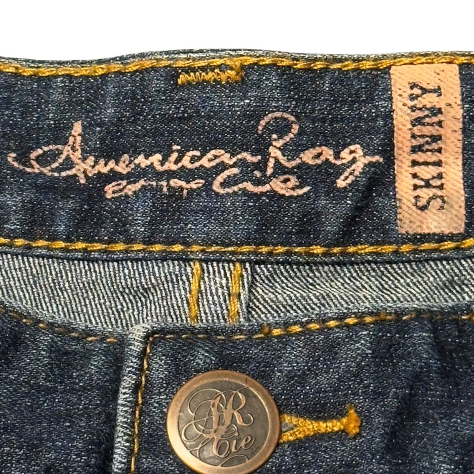 Pantalones de mezclilla ajustados American Rag para mujer 9R lavado oscuro elásticos tiro medio Foto 3 de 4