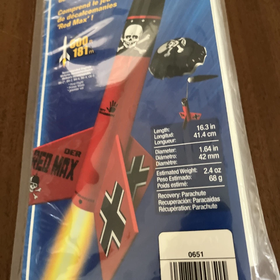 Estes Der Red Max Rocket Kit Skill Level 1 EST0651 new sealed - Image 4 of 4