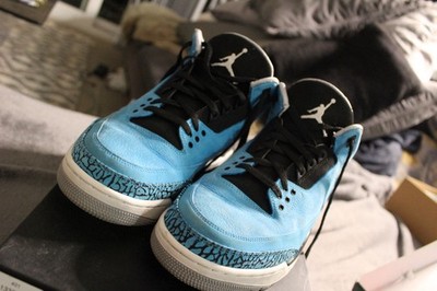 Nike Air Jordan Retro 3 Sneakers Powder Blue Size 12 fragment kaws kobe RARE