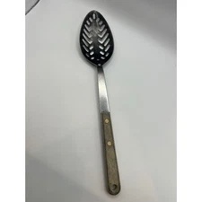 Vintage Flint Stainless Steel Slotted Spoon USA Kitchen Cooking Utensil