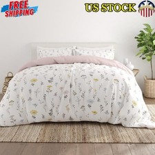 3-Piece Reversible Duvet Cover Set Hypoallergenic Microfiber Floral Design King