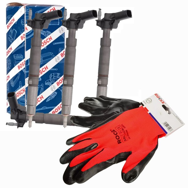 4X Bosch 0445110470 EinspritzdüSe + Handschuhe FüR A3-A6 Q2 Q3 Q5 Touran Tiguan-image
