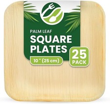 25Pc Palm Leaf Plates Bamboo Disposable Biodegradable Party Square Platter 25cm
