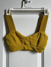 Zara Yellow Terry Bralette Bra S Wireless Wide Strap Stretch Pullover