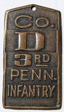 WW1 US Army 3rd Pennsylvania Infantry Co D Copper / Bronze Watch Fob 1917