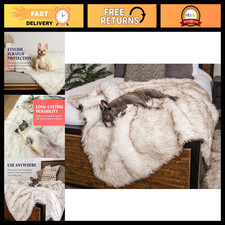 Waterproof Pet Throw Blanket, Soft Cozy Cover for Dogs  Cats, 60x50, White/Brow