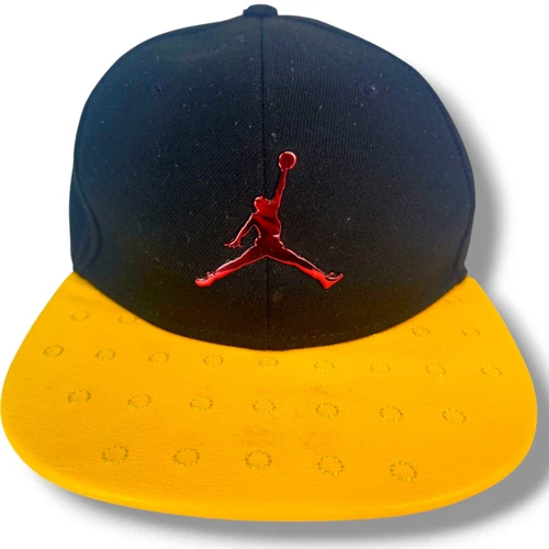 Cappello Air Jordan Jumpman 13 retrò melo snapback nero e giallo pelle piatta Bill