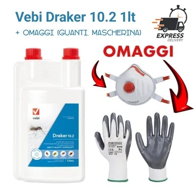 VEBI INSETTICIDA DRAKER 10.2 - LT 1 zanzare ed Altri Insetti Più Omaggi Sconto