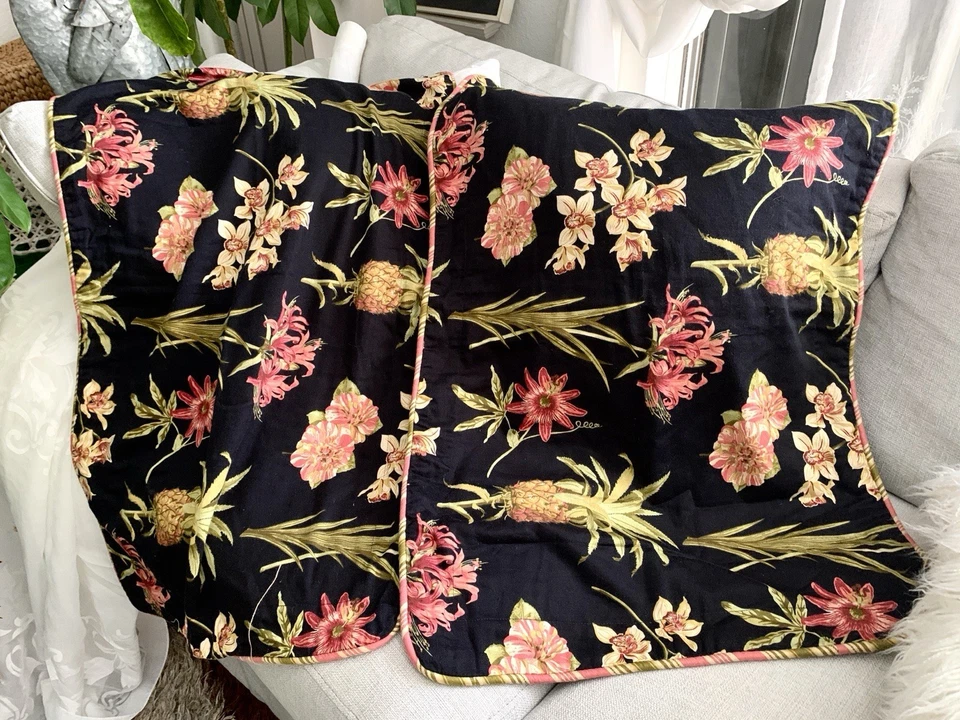 Waverly Black Tropical Abacaxi Floral Orquídea 3 Peças Conjunto Sham - Imagem 2 de 4