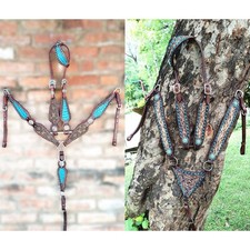WILDRACE Horse Show Saddle Tack Western Leather Headstall Breast Collar 2 SET 
