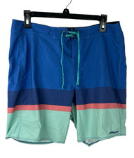 Patagonia Men's Drawstring Blue Striped Board Shorts Size 32