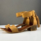 Nine West Womens Size 7M Gromelyl Tan Faux Suede Ankle Strap Heeled Sandals