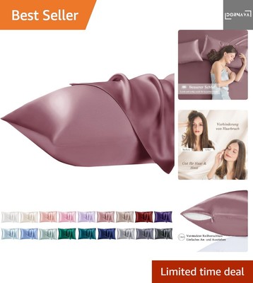 2er Set Satin Kissnbezug 40x60 mit Zip,Weich wie EIN Silk Pillowcase,wie Seid...