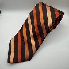 Brooks Brothers Makers Tie Orange Striped Repp 100% Silk USA Made 3.25" W Fall