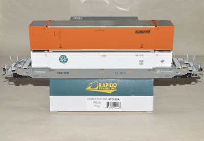 #ad HO Rapido Trains Ferromex Mexico Ry Husky Stack 53#x27; containers well car w load $125.00