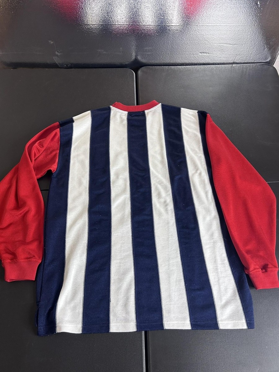 激レア 90s ゲームシャツ FILA Y2K Vintage Fila Shirt Mens Medium Blue White Red Striped Long Sleeve