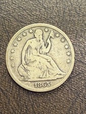 1865 S Seated Liberty Half Dollar Fine Details 90% silver Civil War era US coin