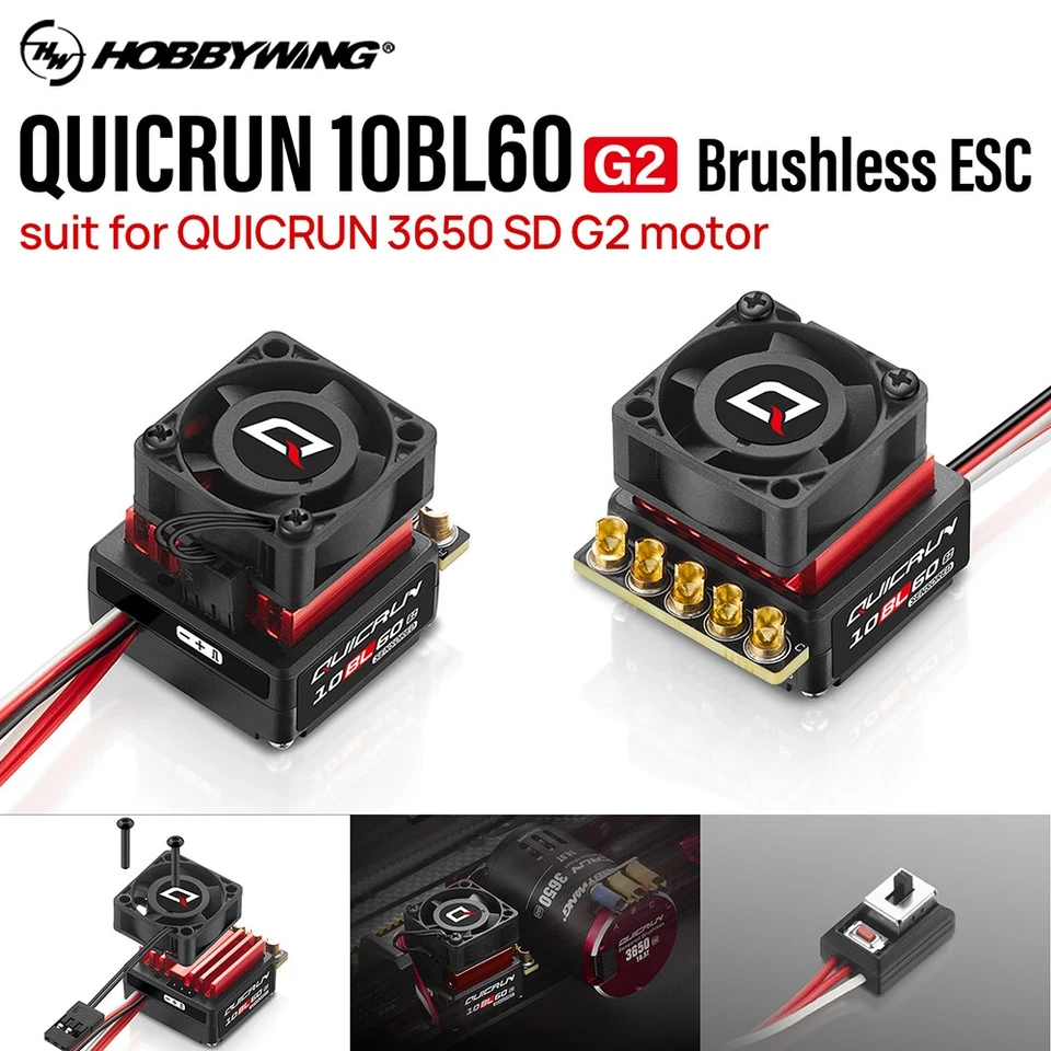 HOBBWING QUICRUN 10BL60 G2 60A Bürstenloser ESC SENSORED für 1/10 1/12 RC Autos - Bild 3 von 4