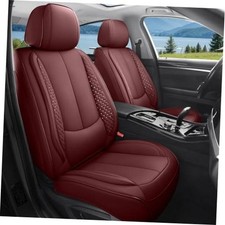 Car Seat Covers Full Set, Luxury Faux Leather Car Seat Covers Red-Full Set