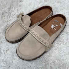 NWOT Lucky Brand Taniae Leather Suede Cork Mules Size 8.5 Tassels