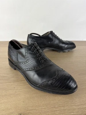 FootJoy Classics Black Tegu Lizard Golf Shoes Men's Size 10 D Style 56697 - Image 1 of 4